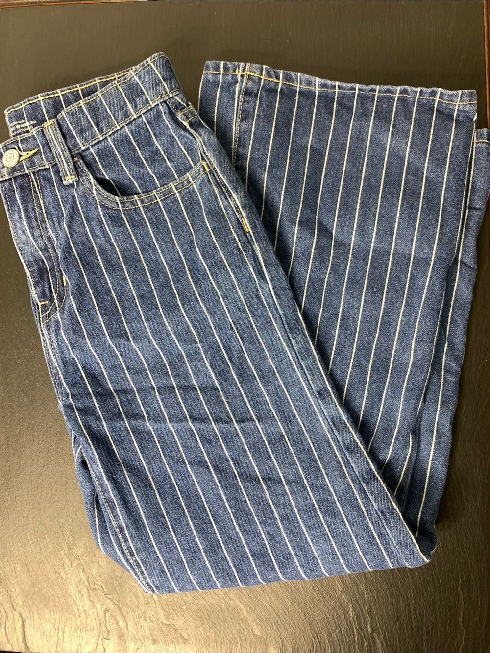 Old Navy Pinstripe Baggy Wide Leg Jeans | High-Rise | Size 12